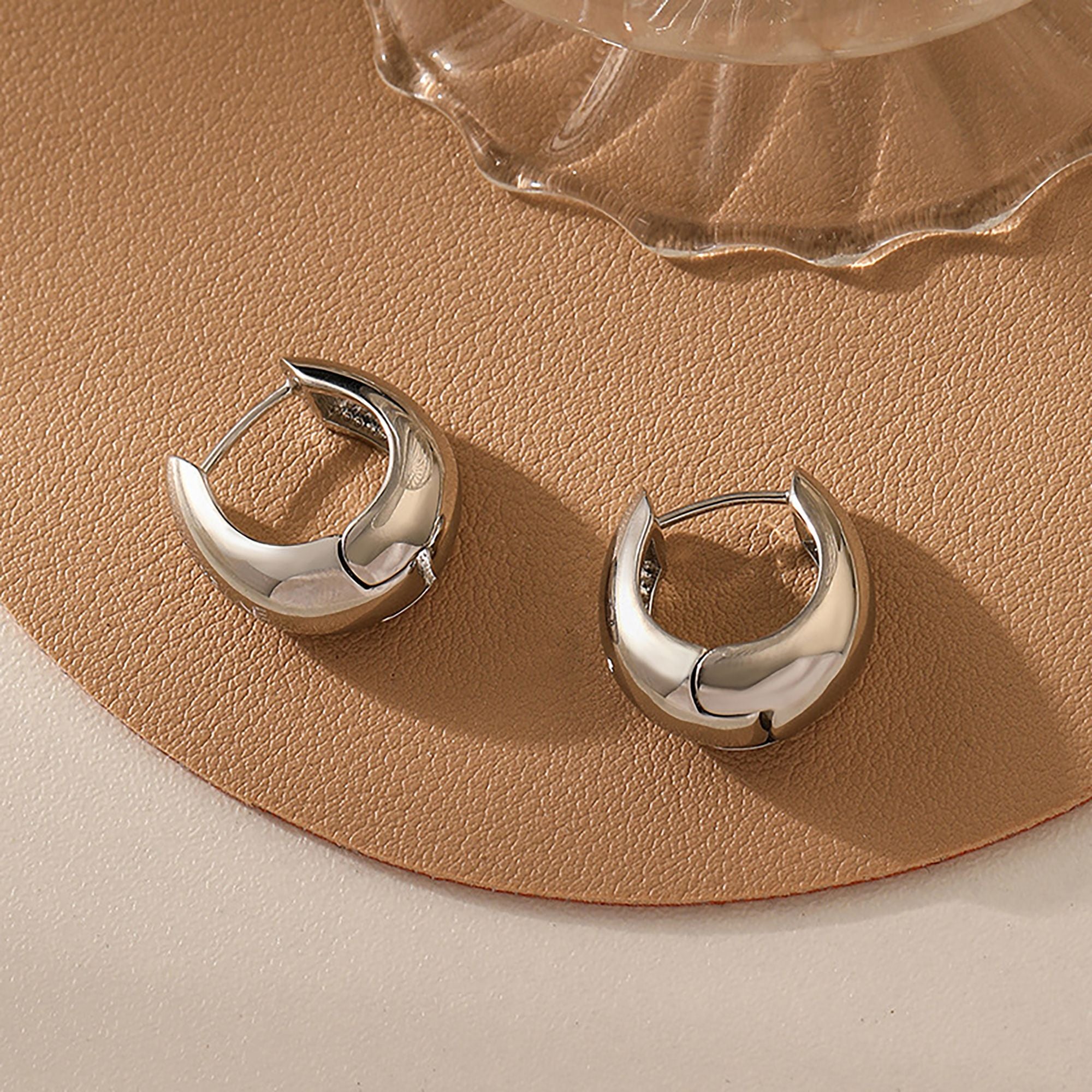 Women's Brass Huggie Hoop Earrings