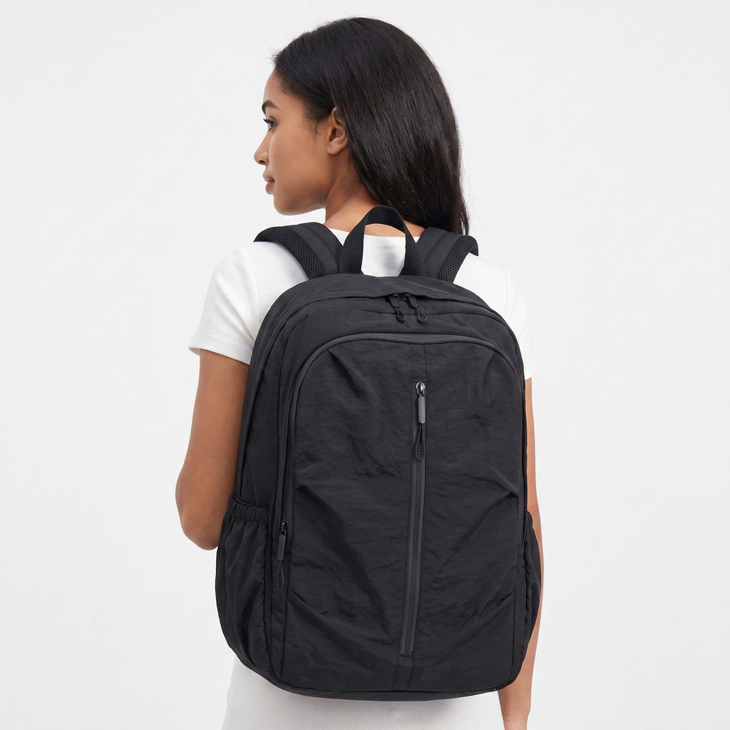 Lightweight Travel Backpack with Large Front Zip Compartment Side Pockets and Padded Shoulder Straps