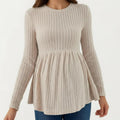 Anna-Kaci Maternity Ribbed Long Sleeve Babydoll Shirt ¨C Empire Waist Peplum Top