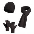 3 Piece Beanie Scarf and Convertible Fingerless Gloves Winter Set