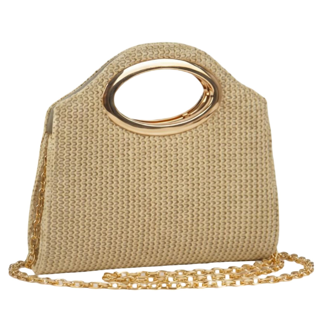 Handbag with Magnetic Closure Polyester Material Stylish Chain Accent