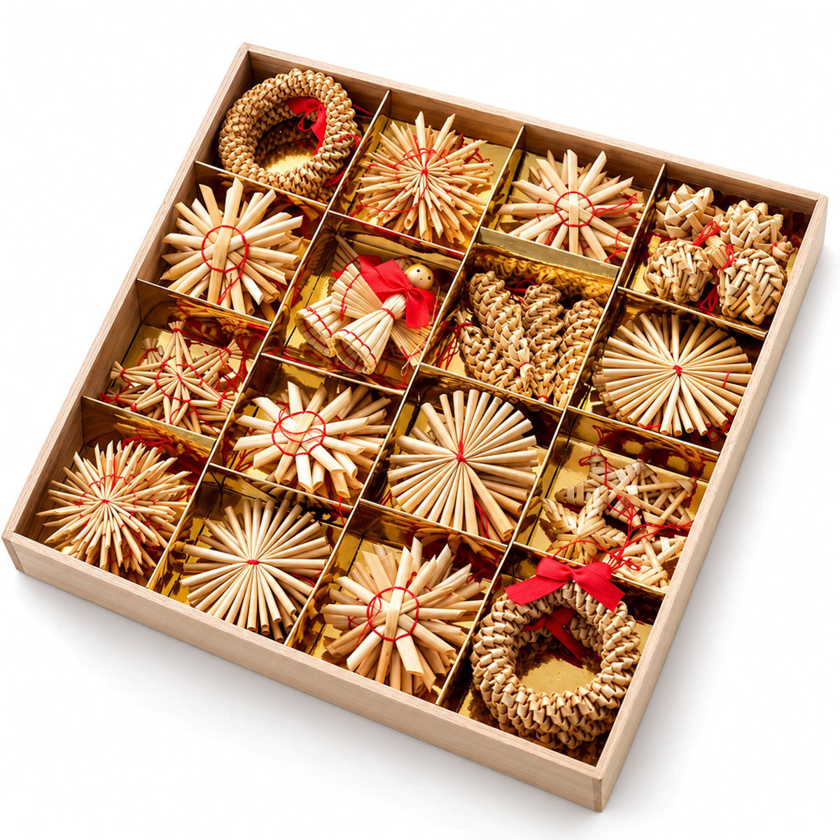 56ct Straw Christmas Tree Ornaments Assorted Holiday Decorations Gift