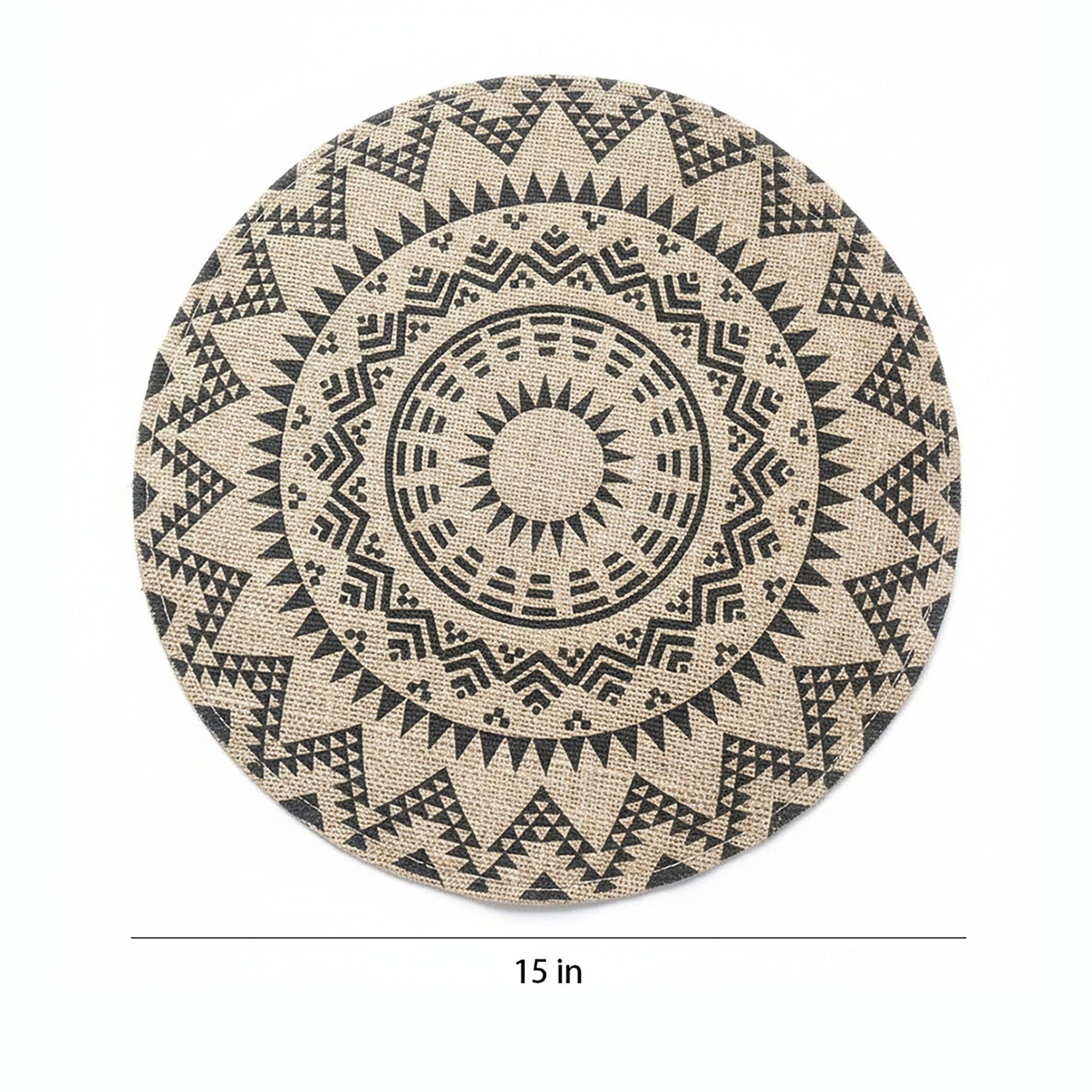 4 Piece Boho Round Placemat Set Woven Look Heat Resistant Table Mats for Dining Table