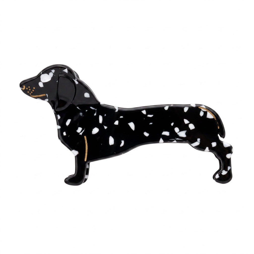 3pc Dachshund Dog Hair Claw Clip Set Speckled Puppy Hair Accessories