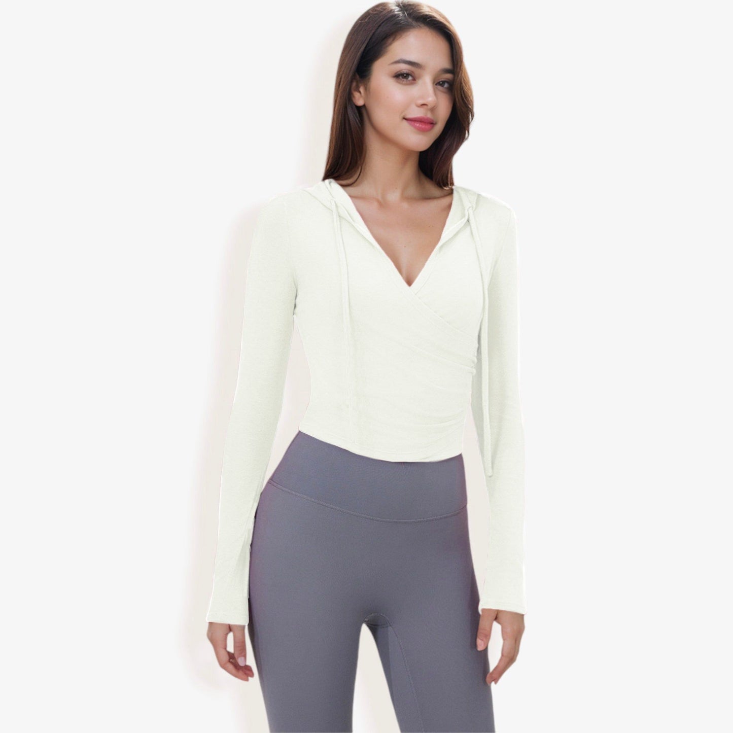 Hooded Long Sleeve Wrap-Around Activewear Top