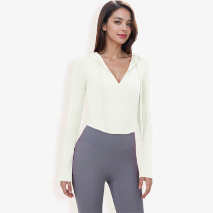 Hooded Long Sleeve Wrap-Around Activewear Top