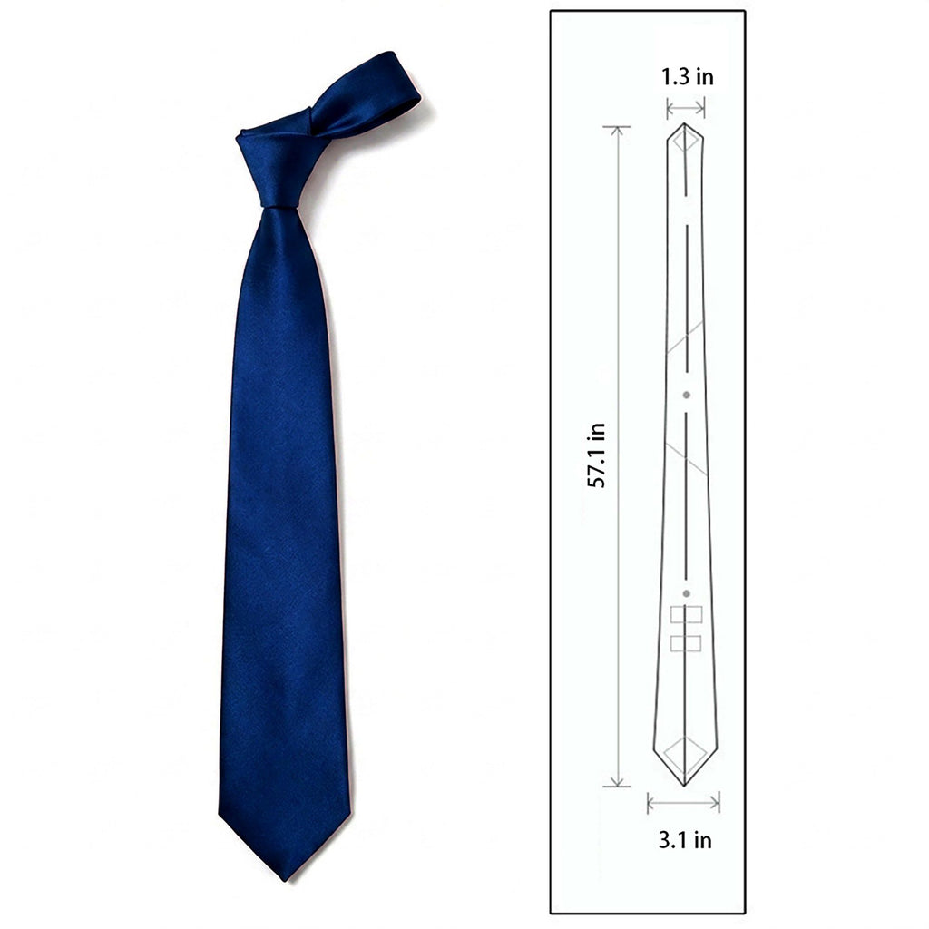 Men's Solid Smooth Finish Tie Classic Necktie 57 Inch Length 3.1 Inch Width Formal Business Accessory
