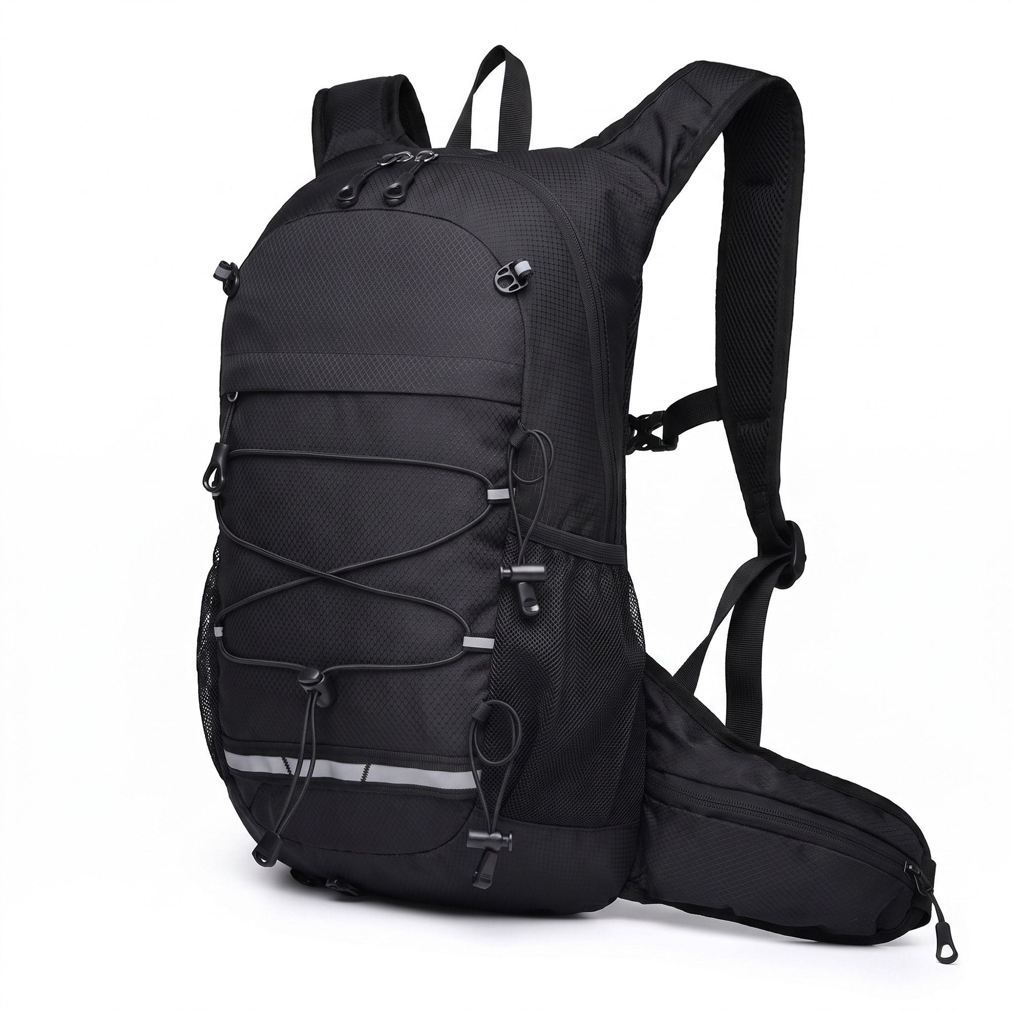 Outdoor Hiking Backpack with Bungee Cord Front Pocket Side Mesh Pockets Waist Belt