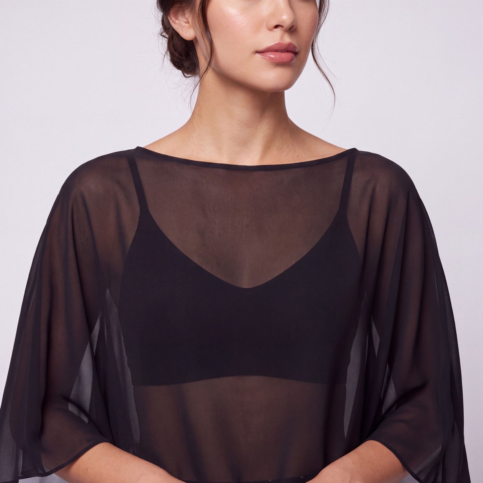 One-Shoulder Sheer Overlay Crop Top