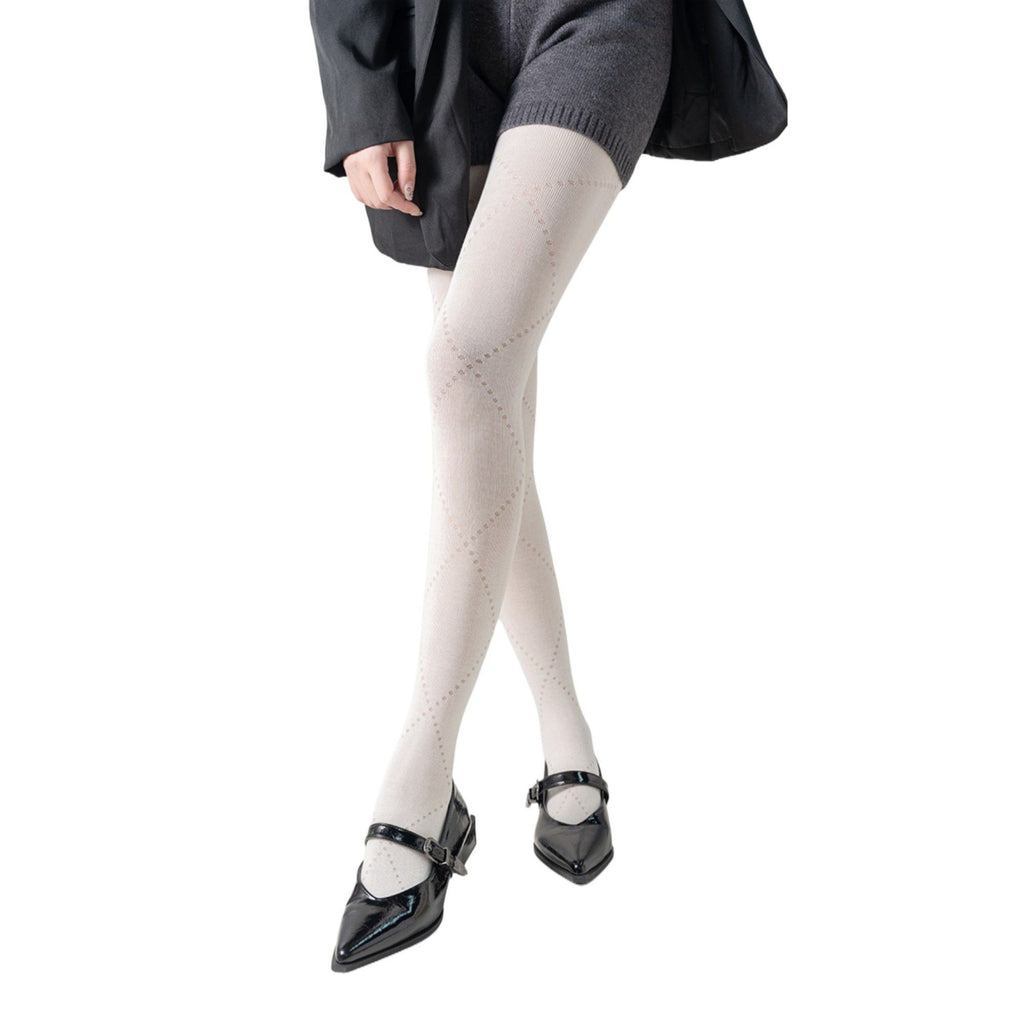 Anna-Kaci Women's Diamond Pattern Knit Tights with Stretch Fit Suitable Height 5'1-5'8