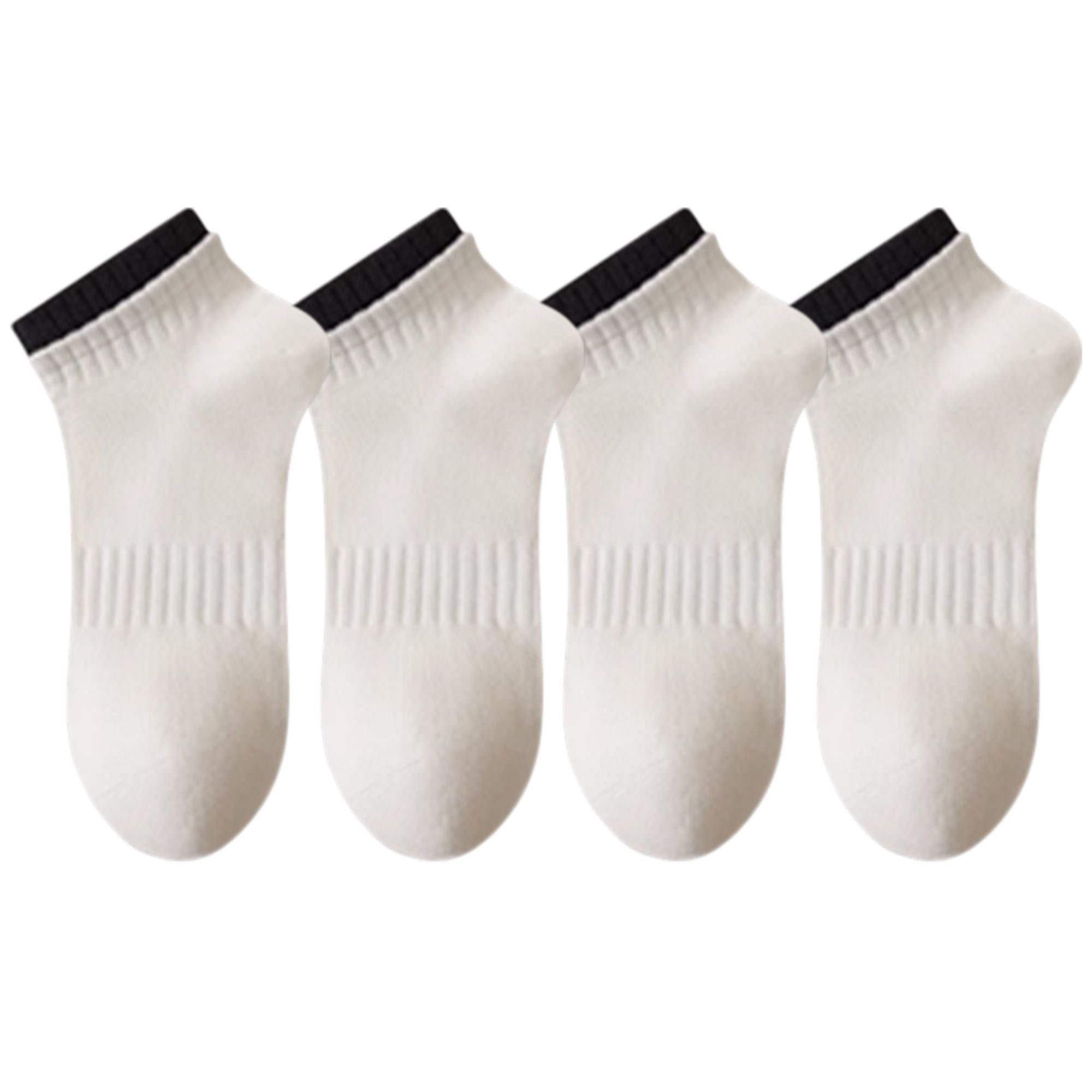 Anna-Kaci Women's 3-Pack Ribbed Ankle Socks with Contrast Color Cuffs Soft Cotton Stretch Design