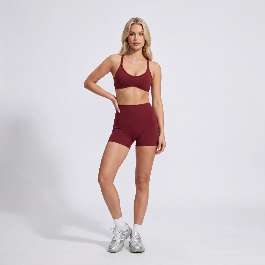 Padded V Neck Sports Bra Tank Top Wide Strap Workout Yoga Crop Top