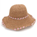 Ivory women's sun hat with floral and crochet