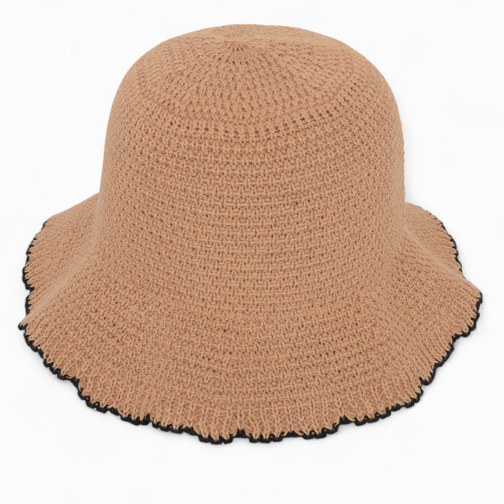 Anna-Kaci Women's Woven Floppy Bucket Hat with Scalloped Brim Edge Detail