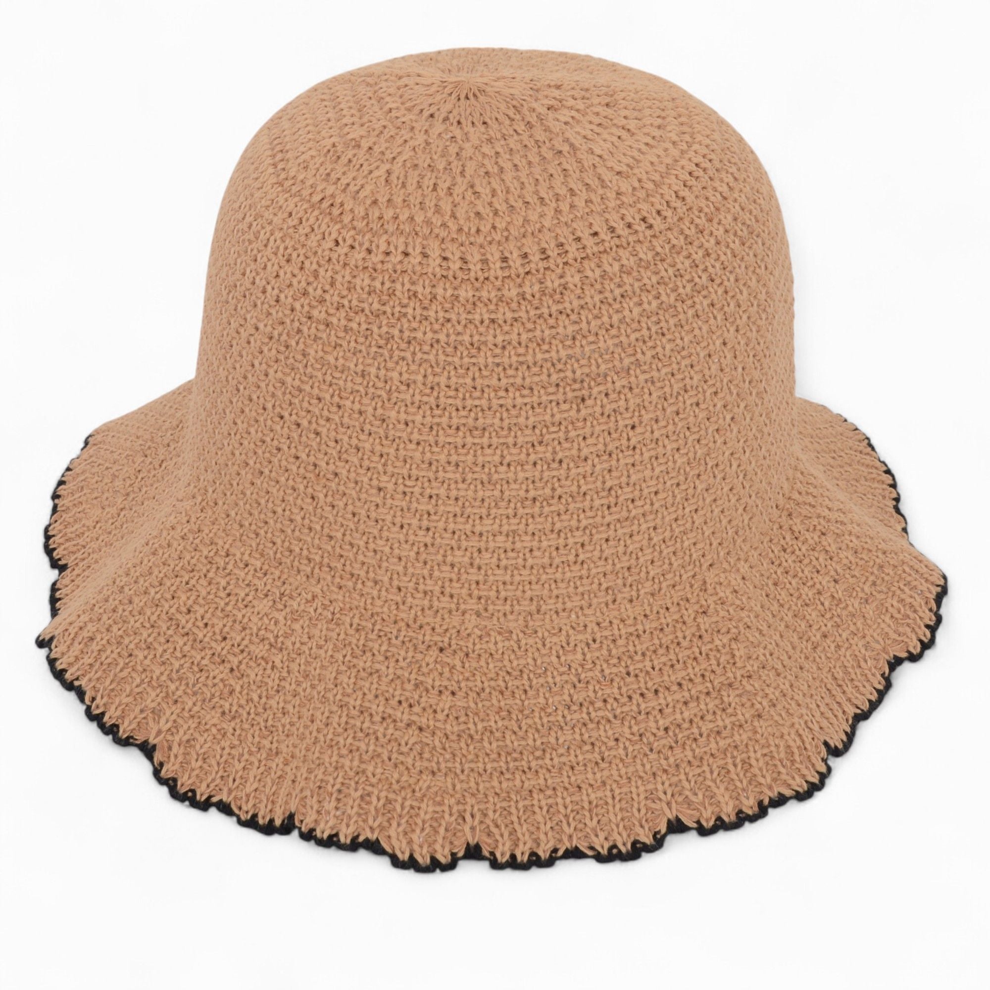 Anna-Kaci Women's Woven Floppy Bucket Hat with Scalloped Brim Edge Detail