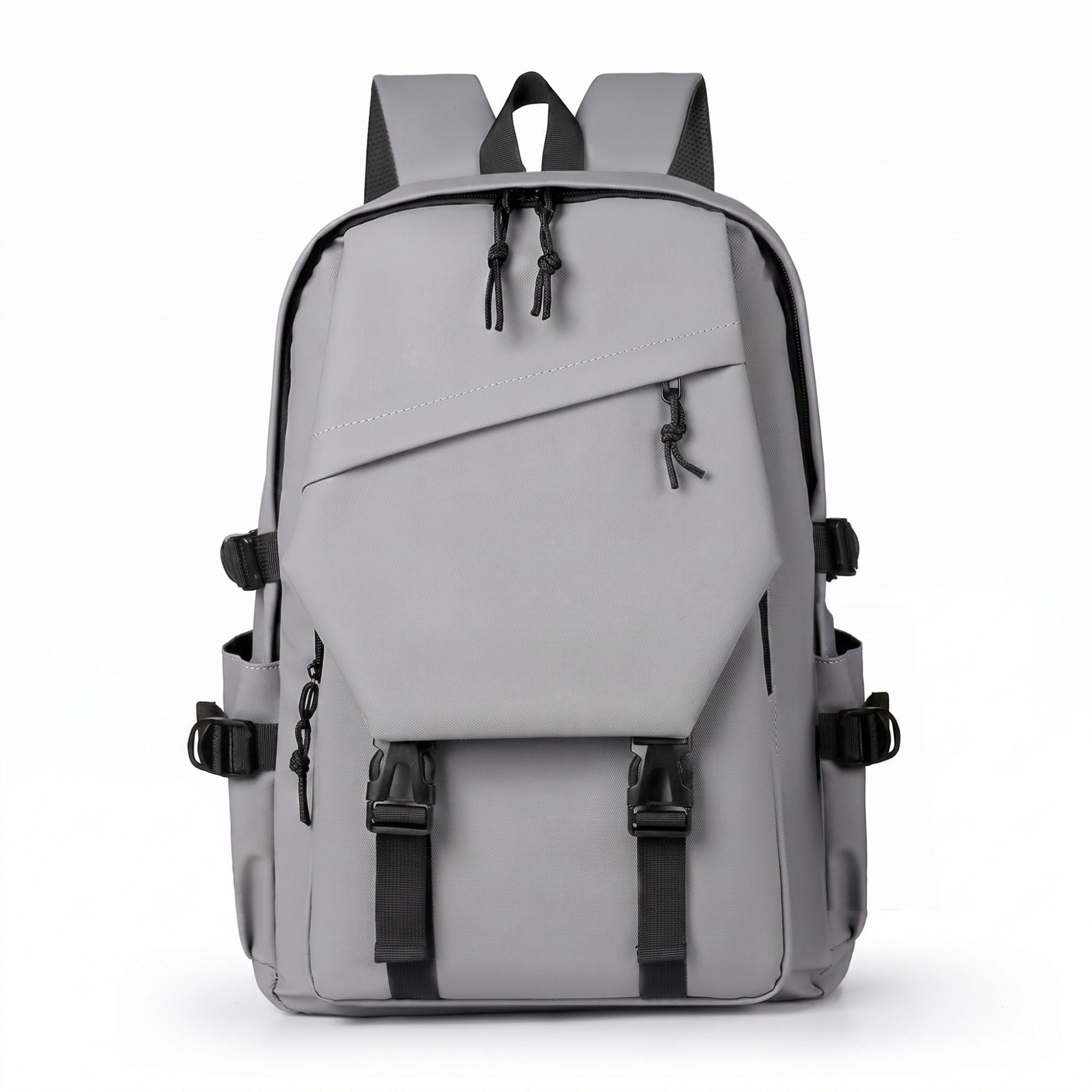 Multi-Pocket Utility Backpack with Buckle Straps, Side Pockets and Padded Shoulder Straps