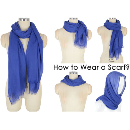 Anna-Kaci Lightweight Solid Cotton Linen Scarf Large Long Gauze Beach Wrap Shawl 78 Inches