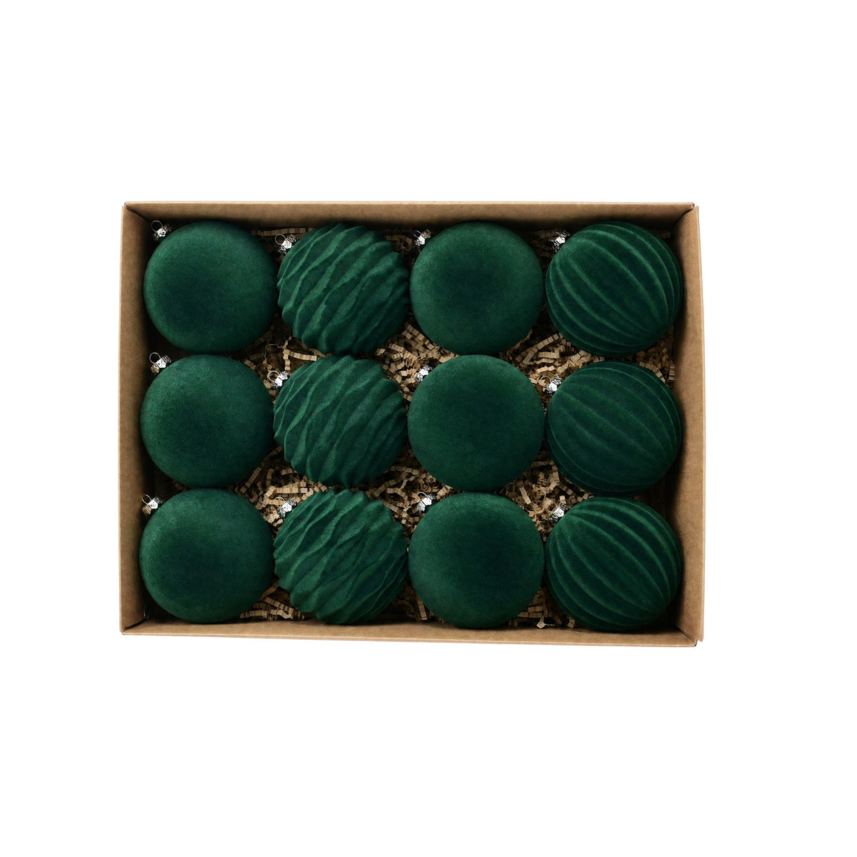 12ct Flocked Christmas Ball Ornament Set 3.15 Inch Holiday Tree Decorations