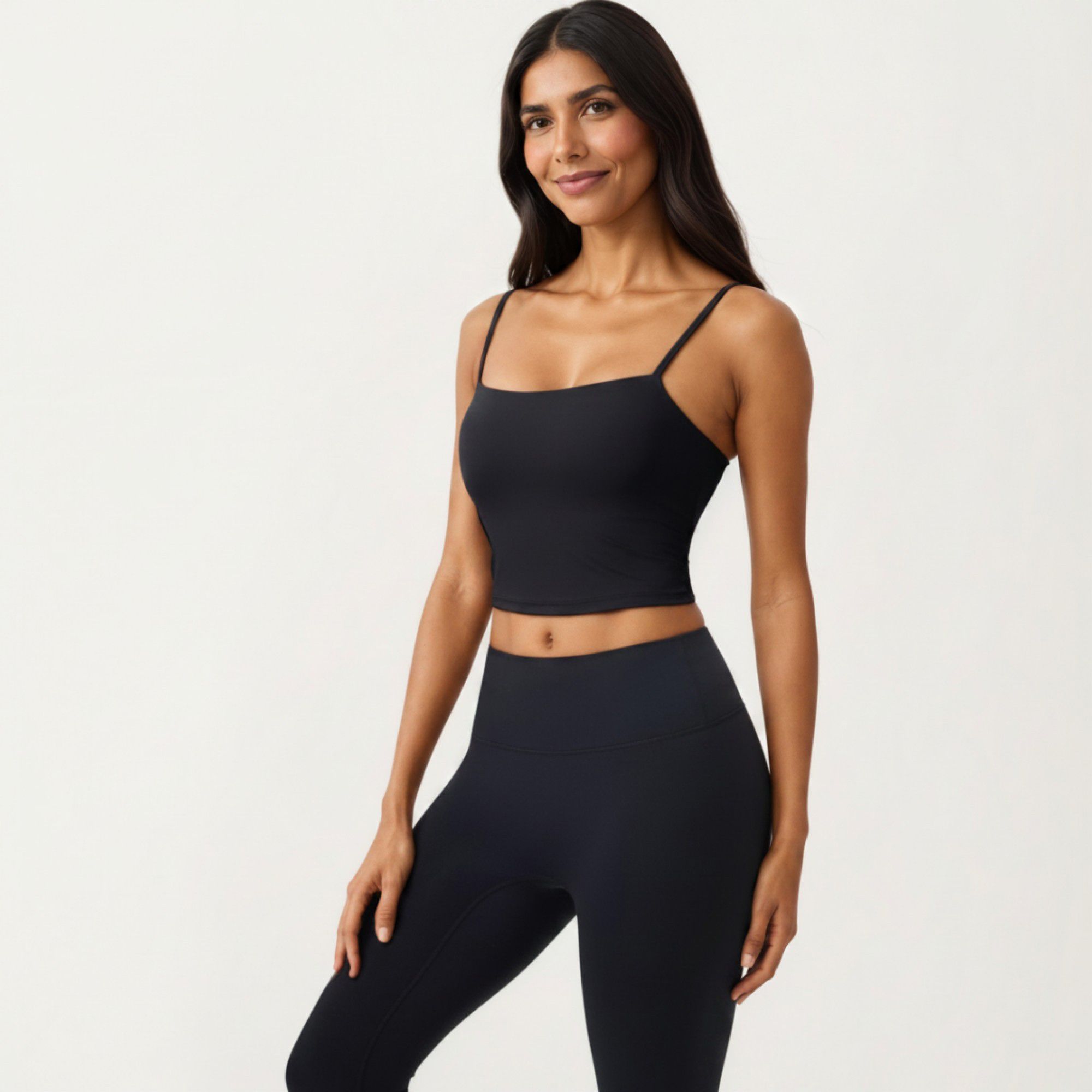 Anna-Kaci Active Women's Longline Cami Sports Bra with Adjustable Straps and Straight Neckline