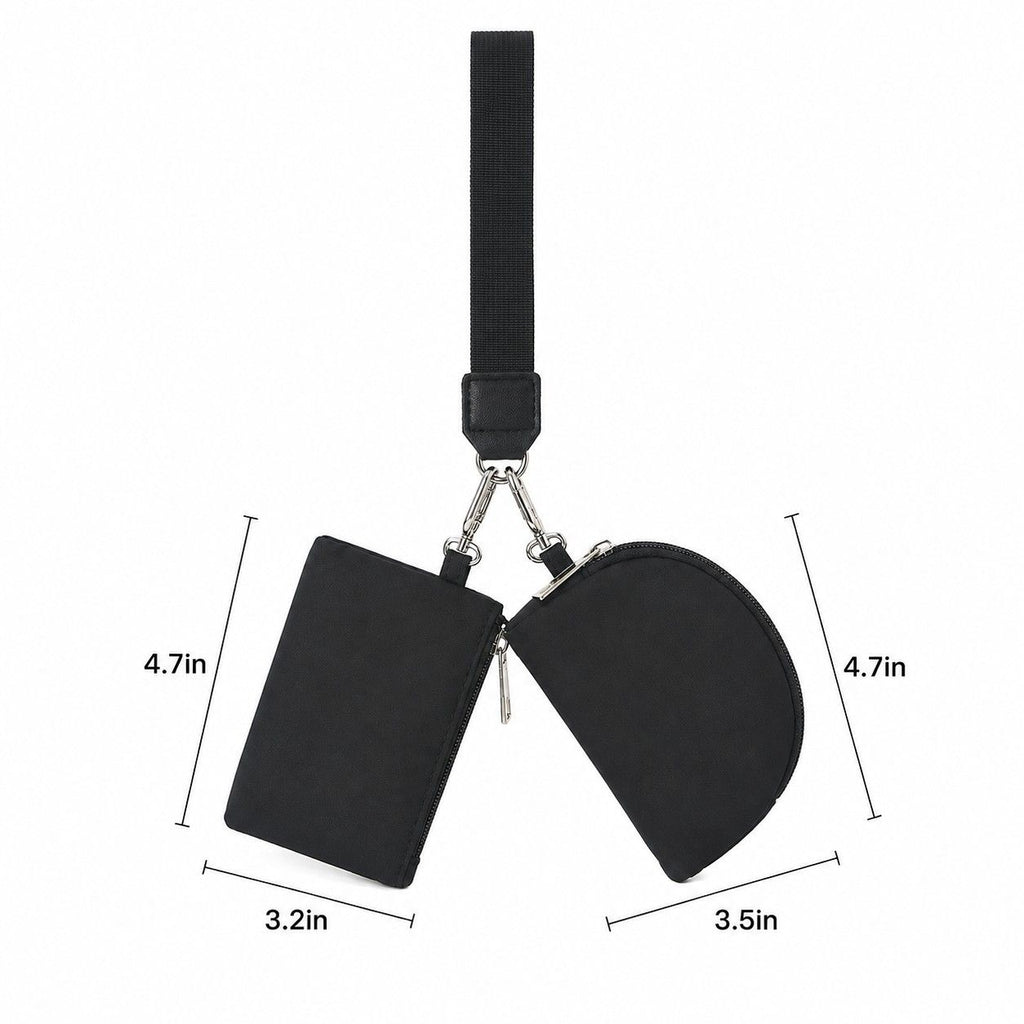 Mini Wristlet Pouch and Card Holder Set with Zip Closure