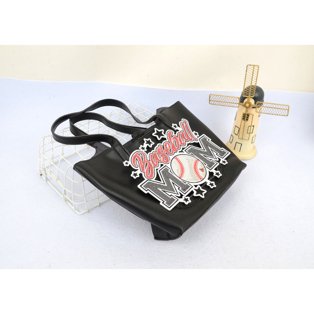 Baseball Mama Sequin Iron On Patches Game Day Applique Large Patch Accessory Clothes Jacket Uniform Backpack DIY Decor