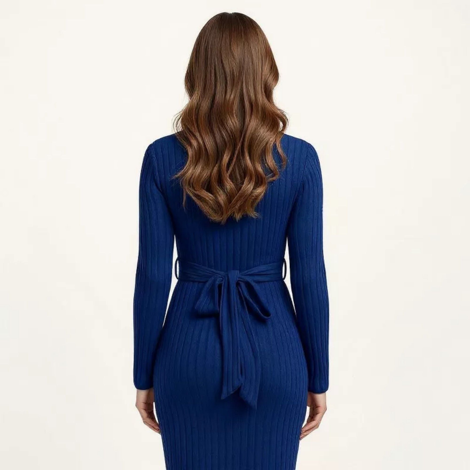 Anna-Kaci Women's Ribbed Knit Bodycon Maternity Dress - Long Sleeve Twist Front Stretch Midi