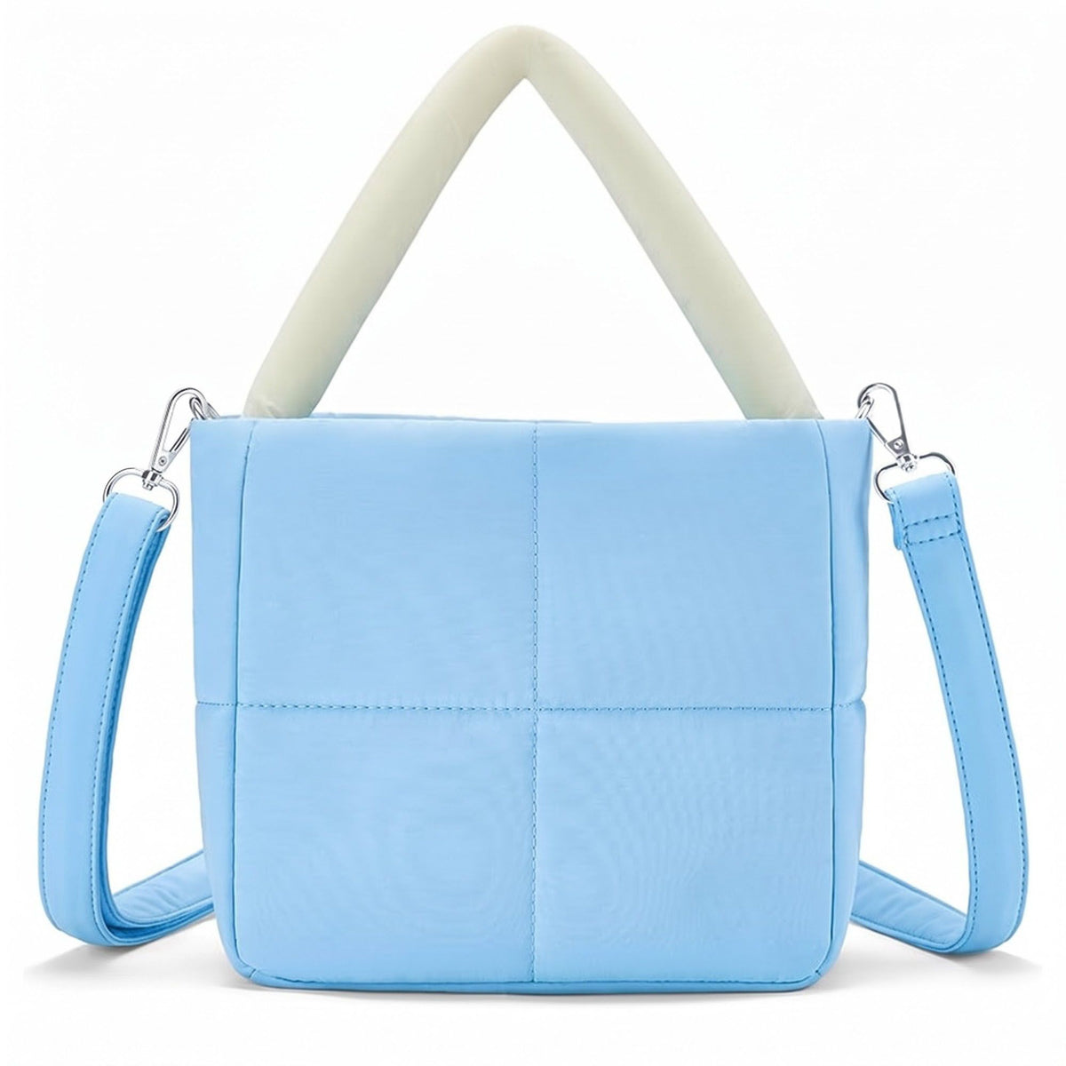 Bolso tote acolchado con asas superiores y correa cruzada ajustable y desmontable 8.5x8x3.5in