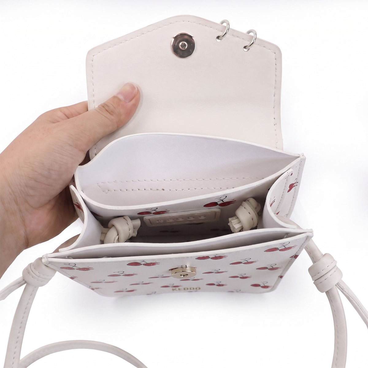 Cherry Print Flap Phone Crossbody Bag