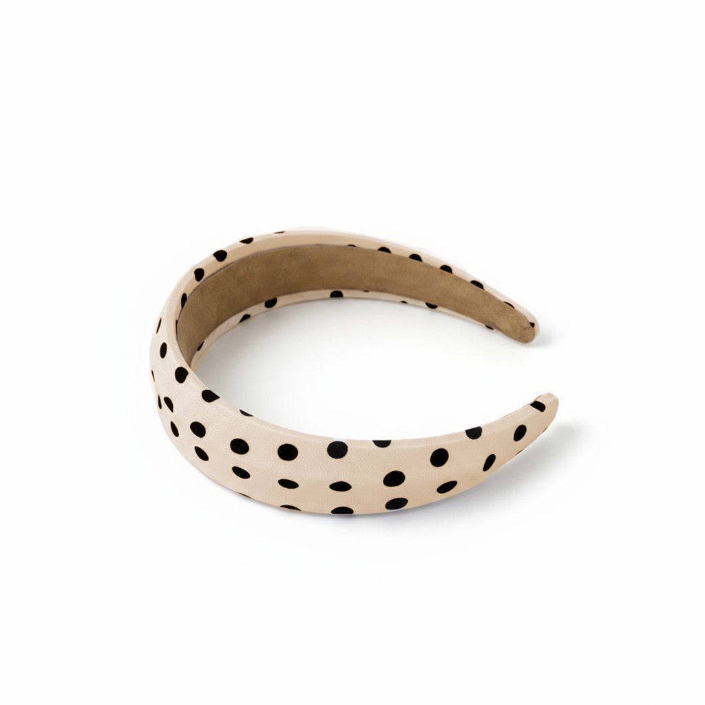 Polka Dot Padded Headband with Smooth Fabric Finish and Retro Style