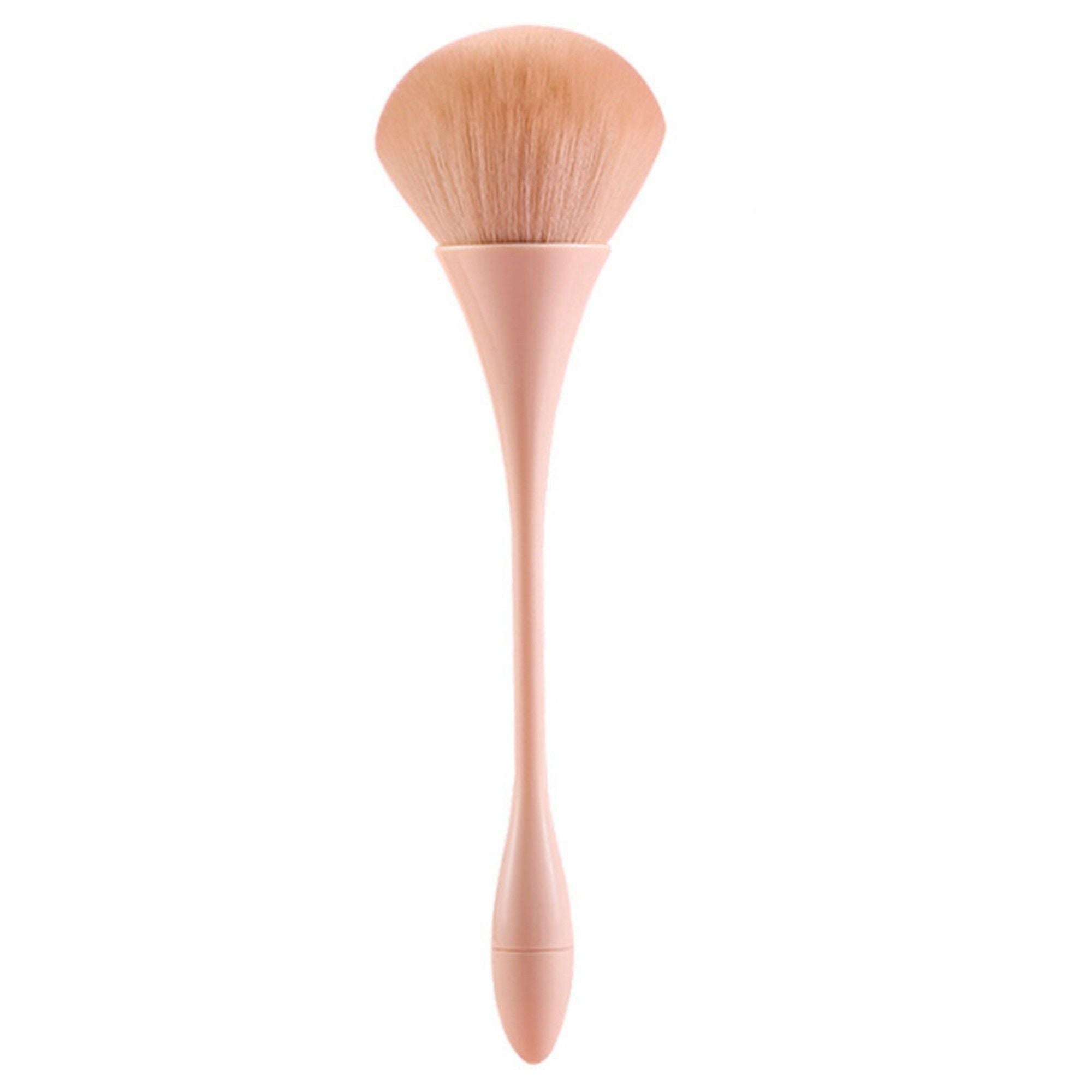 2 Piece Powder Makeup Brush Set with Soft Synthetic Bristles and Metallic Handle for Face Makeup
