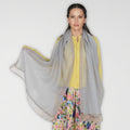 Anna-Kaci Women's Lightweight Sheer Scarf with Subtle Metallic Thread Detail Elegant Long Wrap Accessory
