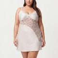 Anna-Kaci Lounge Women's Plus Size Lace Panel Chemise Slip Dress Adjustable Strap Sleepwear