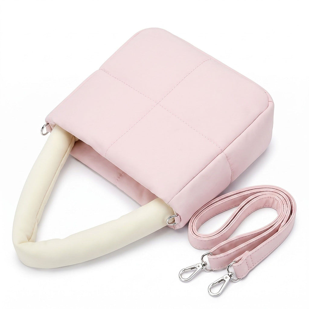 Padded Tote Bag with Top Handles and Detachable Adjustable Crossbody Strap 8.5x8x3.5in