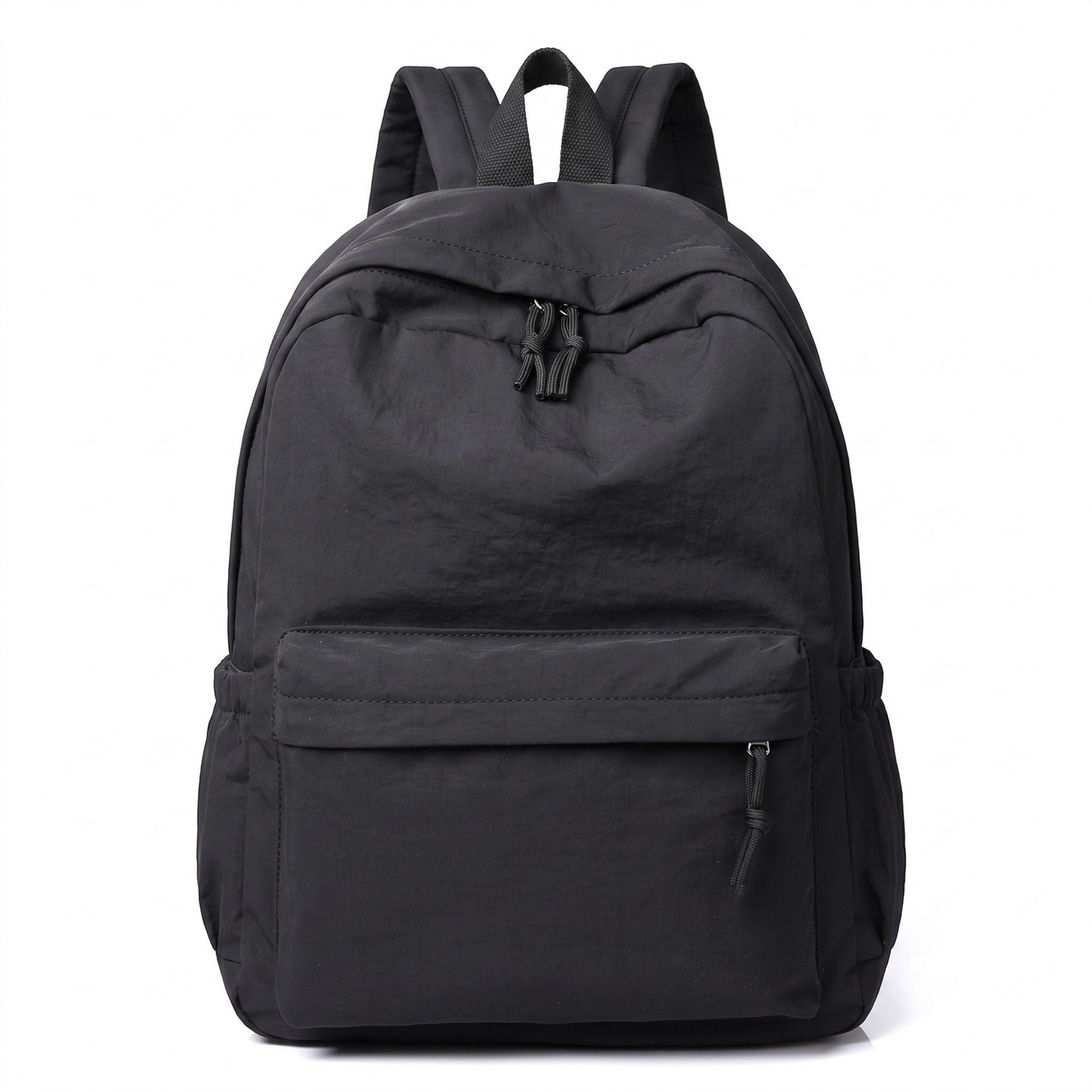 Lightweight Crinkle Multi-Pocket Backpack with Padded Straps and Side Pockets