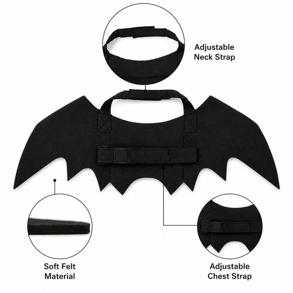 Pet Bat Wings Costume with Adjustable Straps for Cats and Dogs