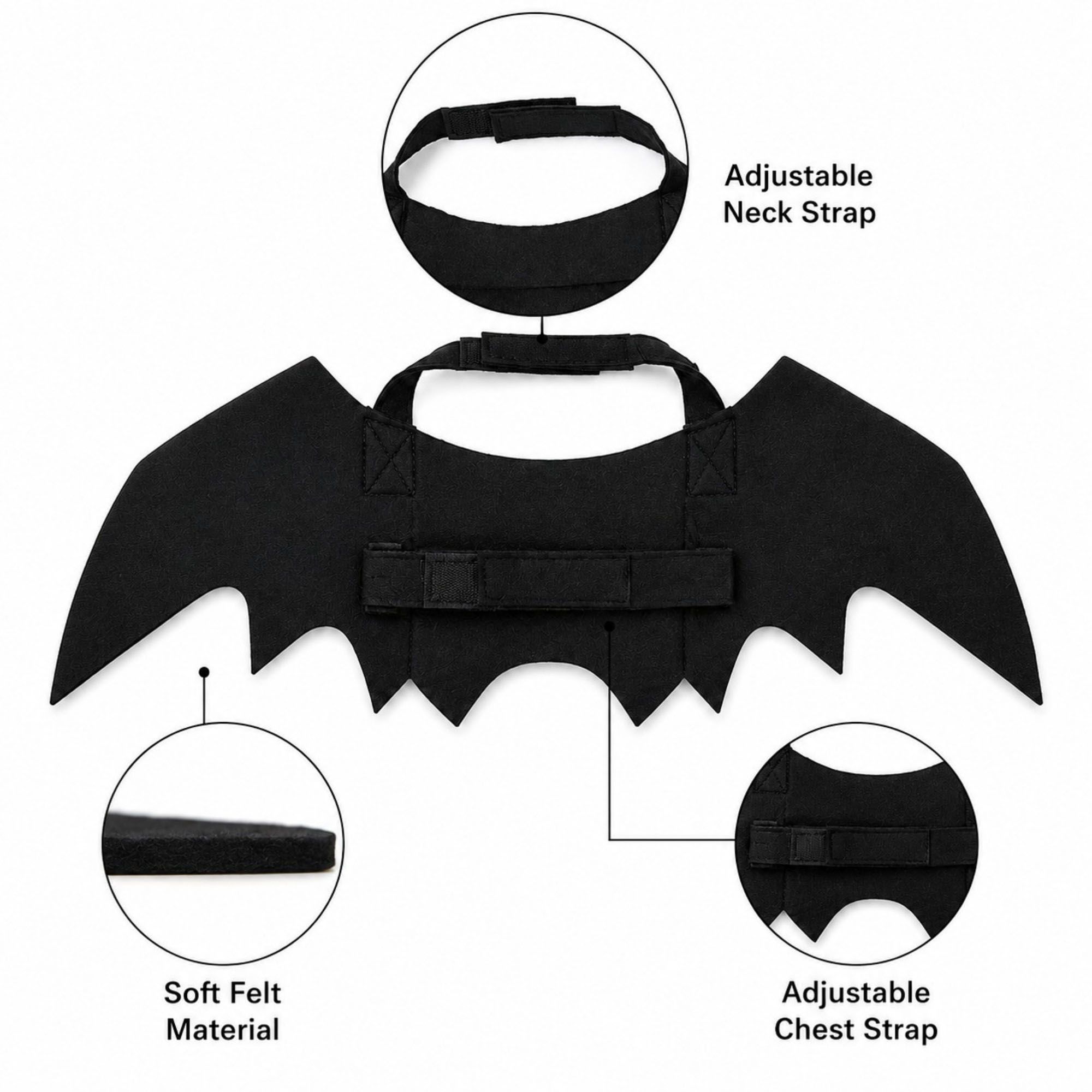 Pet Bat Wings Costume with Adjustable Straps for Cats and Dogs
