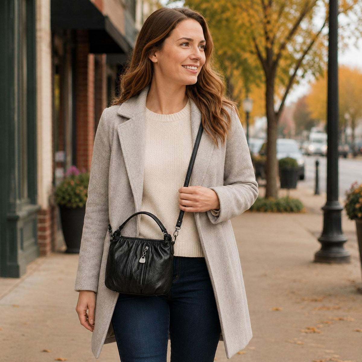 Soft Ruched Faux Leather Shoulder & Crossbody Bag