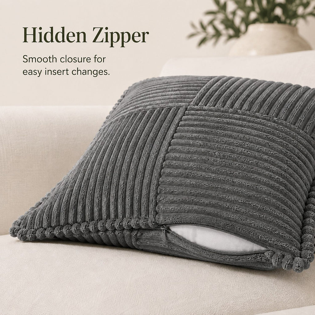 Soft Corduroy Decorative Throw Pillow Cover Geometric Accent Cushion Cover for Sofa Bed