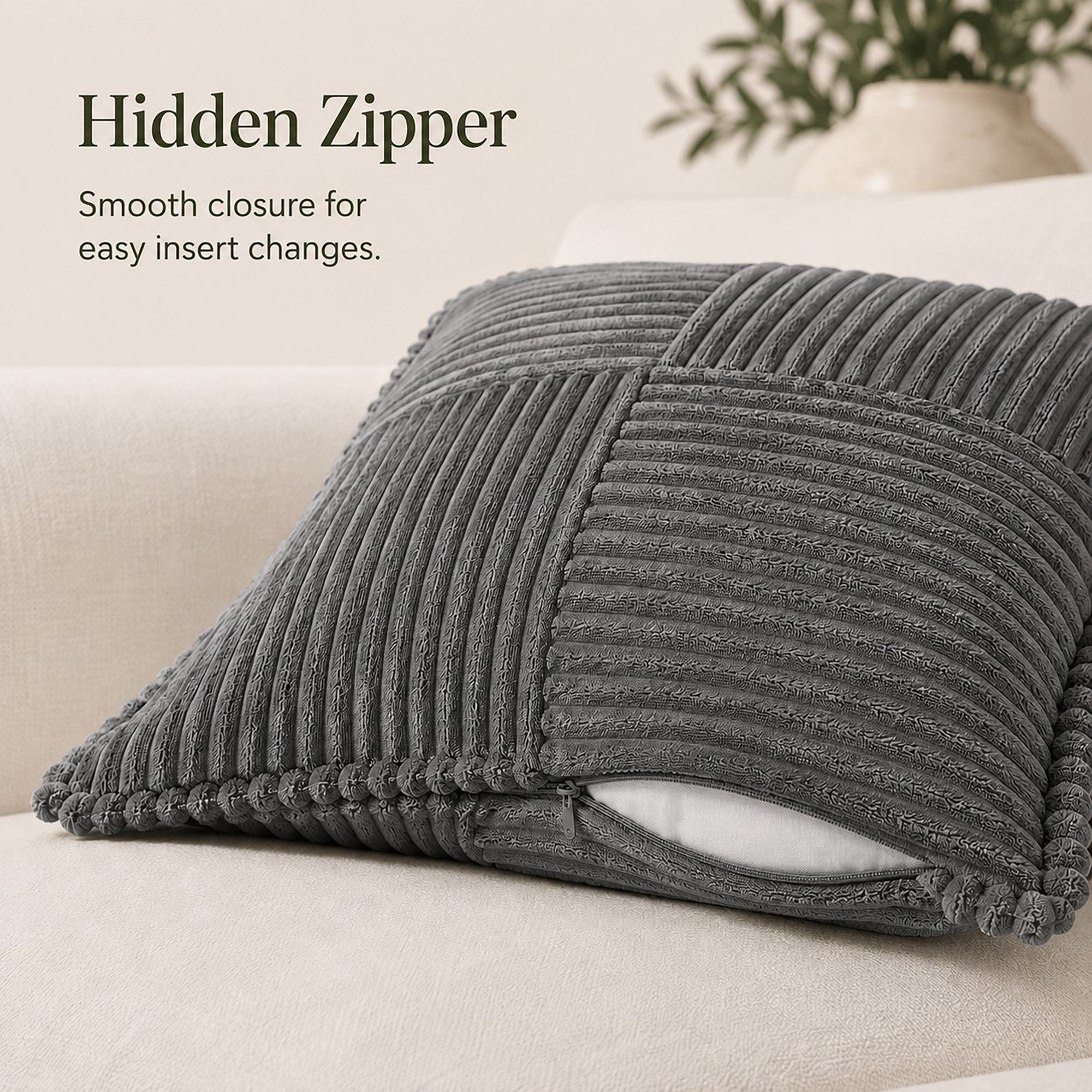 Soft Corduroy Decorative Throw Pillow Cover Geometric Accent Cushion Cover for Sofa Bed