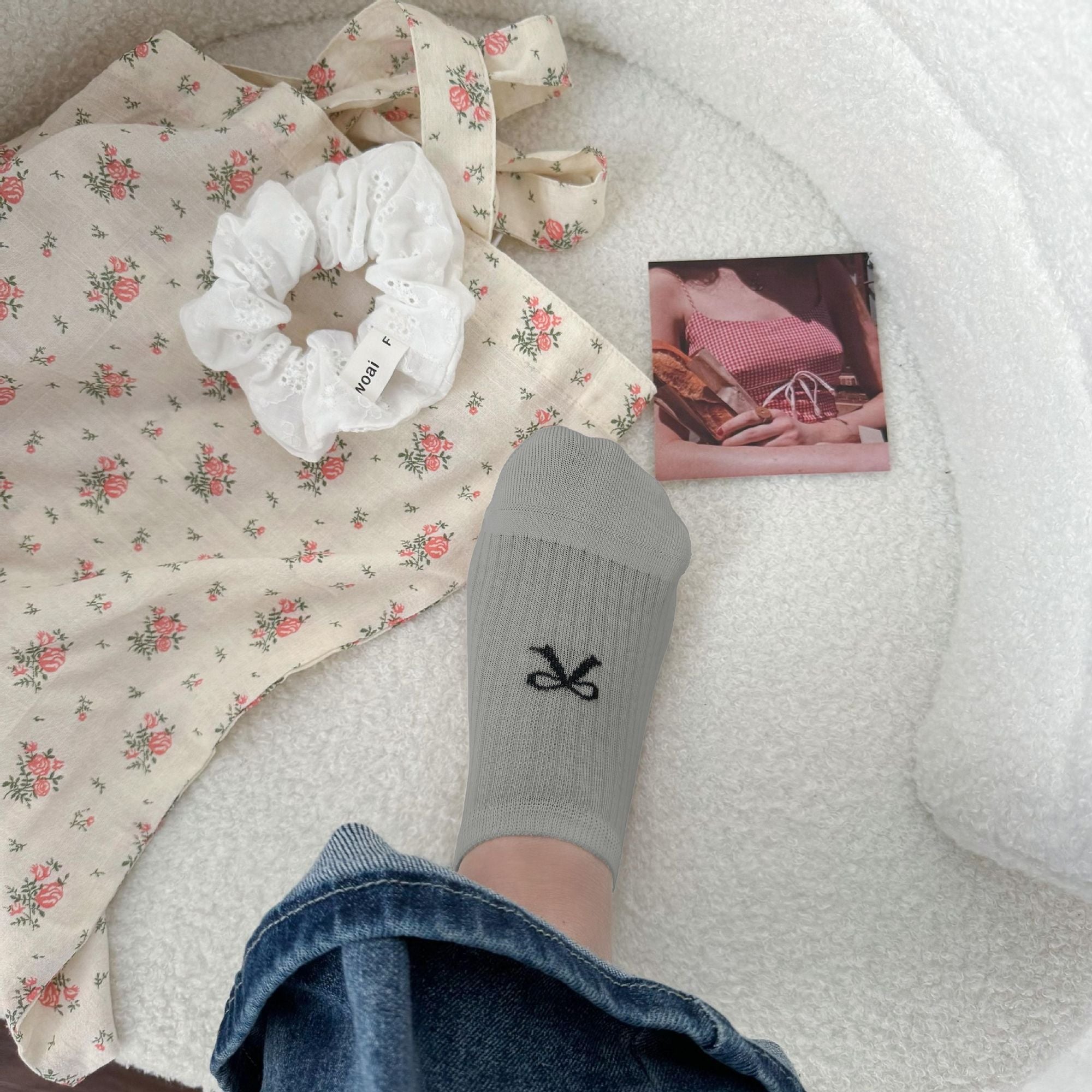 Anna-Kaci Women's No-Show Liner Socks with Bow Accent 5Pk