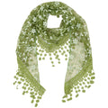 Anna-Kaci Lightweight Lace Floral Head Scarf Fringe Triangular Shawl Scarf Wrap Bandana for Women