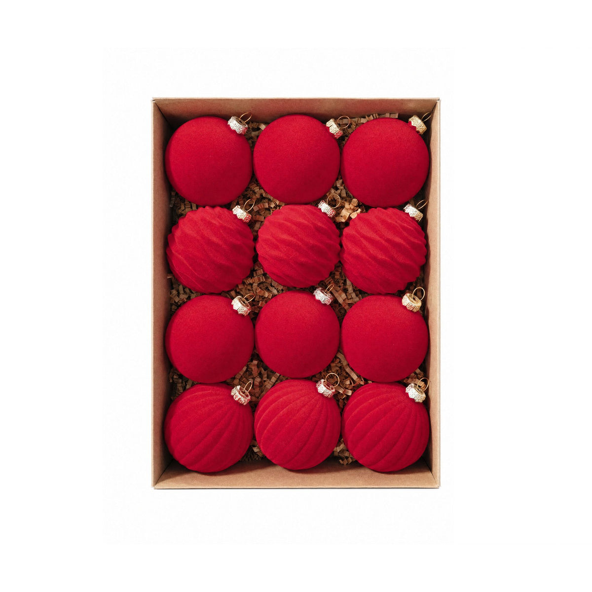 12ct Flocked Christmas Ball Ornament Set 3.15 Inch Holiday Tree Decorations