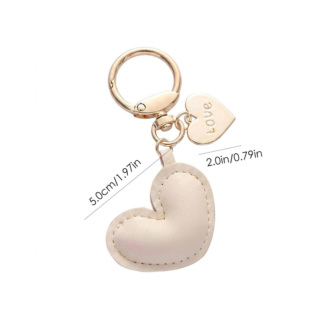 3 Pack Heart Keychains with Love Charm and Gold Tone Ring Clip