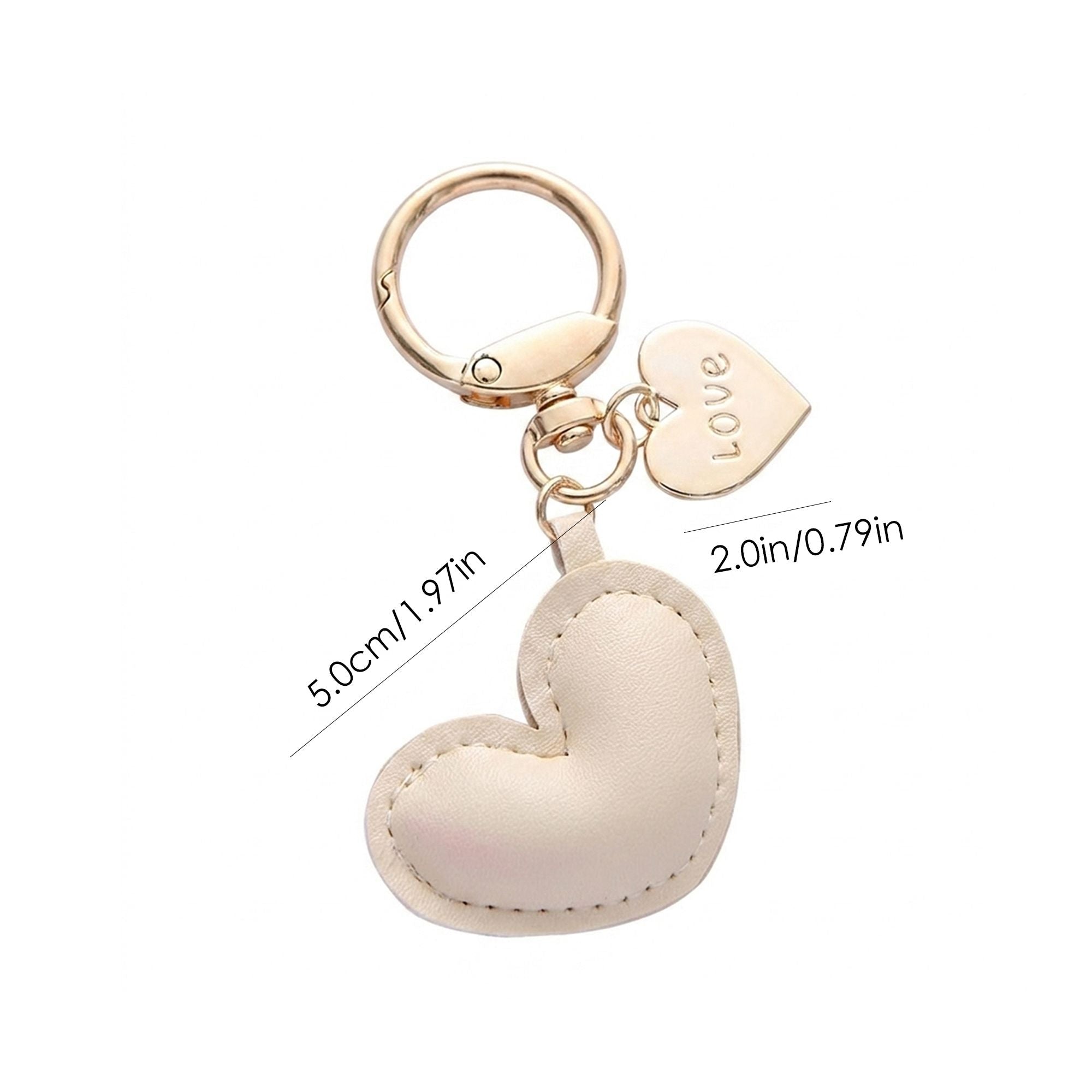 3 Pack Heart Keychains with Love Charm and Gold Tone Ring Clip