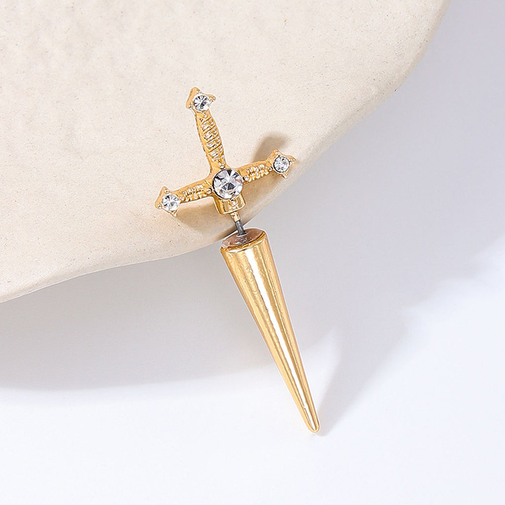 Women's Swords Drop Earrings with Crystals