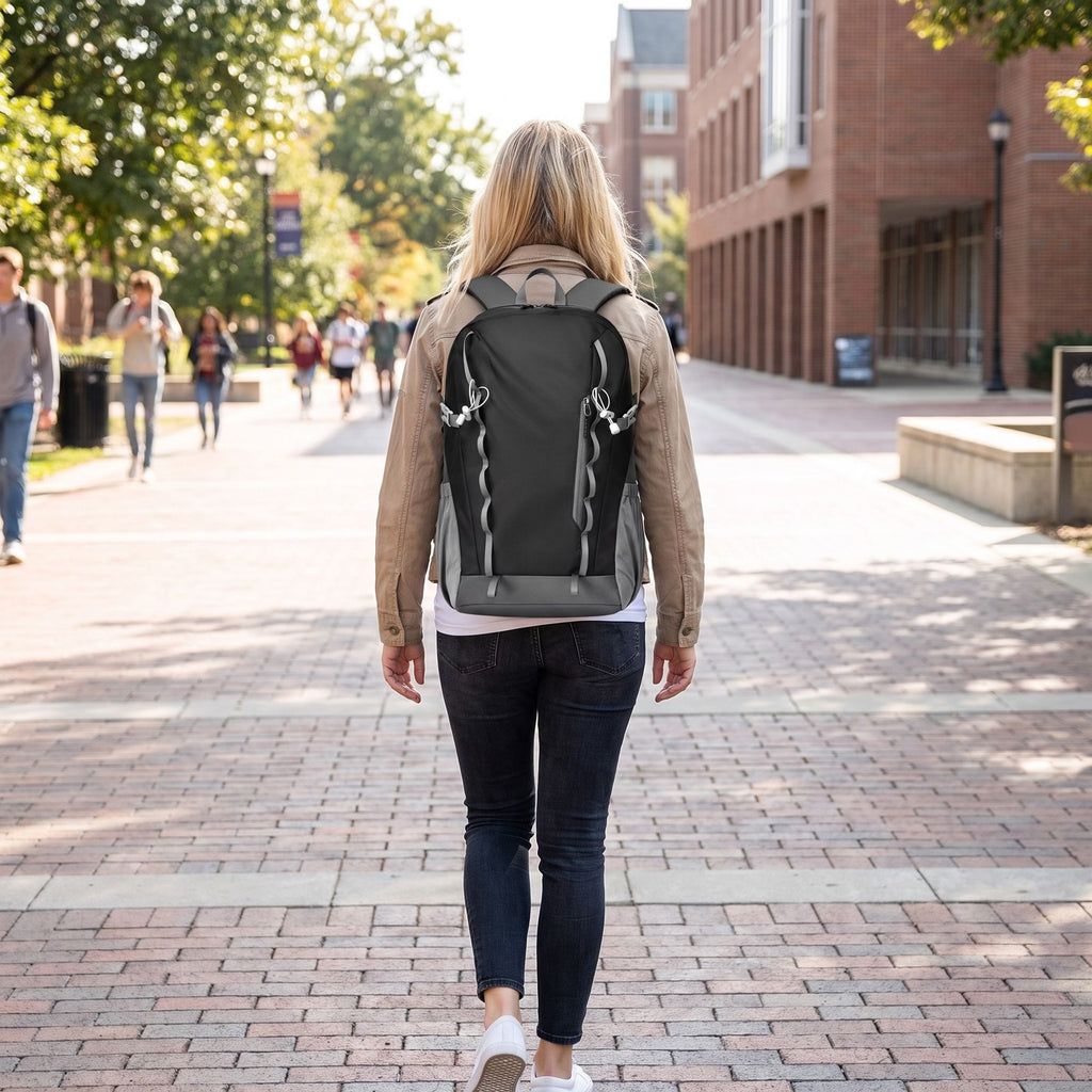 Travel Backpack with Side Pockets Front Zip Compartments Adjustable Straps Top Hle