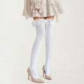 Anna-Kaci Women's Over-the-Knee Tights with Ruffled Trim and Satin Ribbon Bow Detail