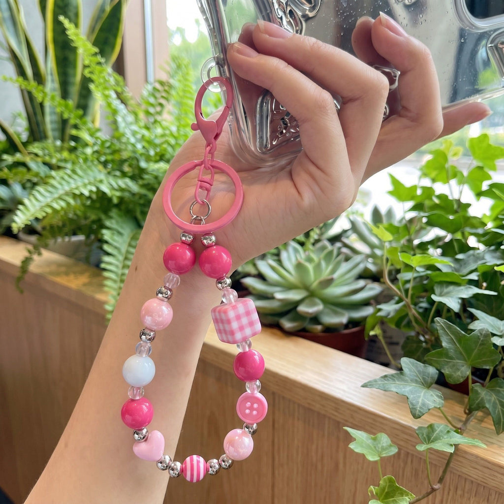 2-Piece Womens Beaded Bag Charm with Hanging Clip and Decorative Accents