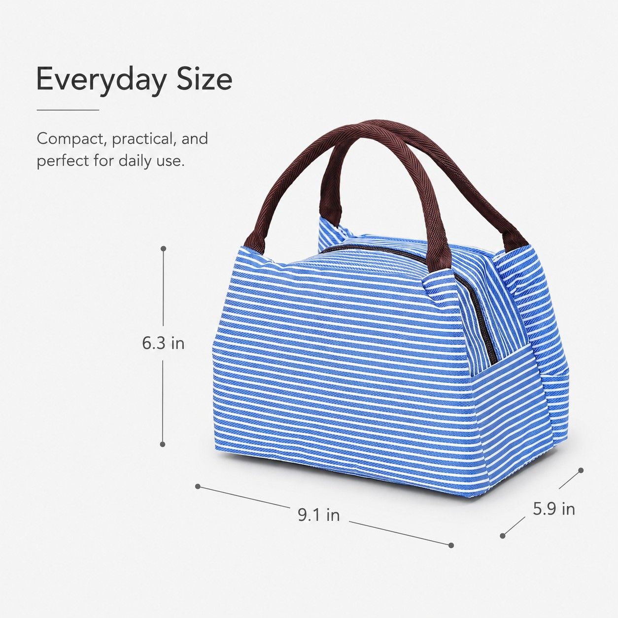 Insulated Striped Lunch Bag Reusable Soft Cooler Tote for Work School Picnic