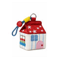 Embroidered House-Shaped Mini Pouch Keychain with Wrist Strap for Earbuds, Coins and Small Essentials